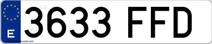 Ejemplo de matrícula española 3633 FFD