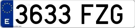 Ejemplo de matrícula española 3633 FZG