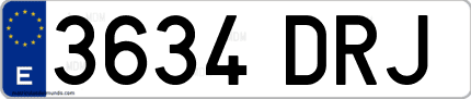 Ejemplo de matrícula de coche ordinaria 3634 DRJ