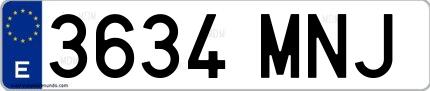 Ejemplo de matrícula española 3634 MNJ