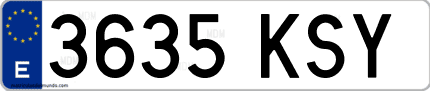 Ejemplo de matrícula de coche ordinaria 3635 KSY