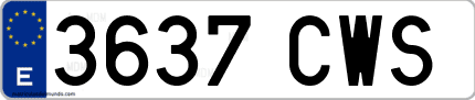 Ejemplo de matrícula de coche ordinaria 3637 CWS