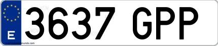 Ejemplo de matrícula española 3637 GPP