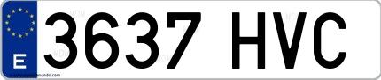 Ejemplo de matrícula española 3637 HVC