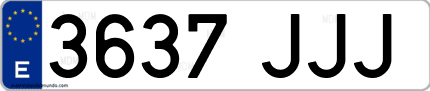 Ejemplo de matrícula de coche ordinaria 3637 JJJ