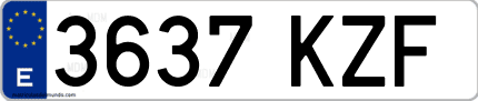 Ejemplo de matrícula de coche ordinaria 3637 KZF