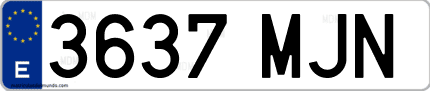 Ejemplo de matrícula de coche ordinaria 3637 MJN