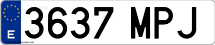 Ejemplo de matrícula de coche ordinaria 3637 MPJ