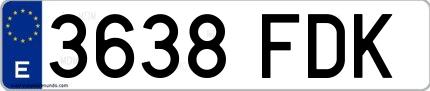 Ejemplo de matrícula española 3638 FDK
