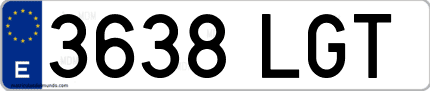 Ejemplo de matrícula de coche ordinaria 3638 LGT