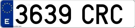 Ejemplo de matrícula española 3639 CRC