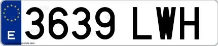 Ejemplo de matrícula española 3639 LWH