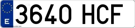 Ejemplo de matrícula española 3640 HCF