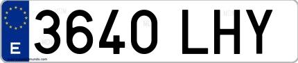 Ejemplo de matrícula española 3640 LHY