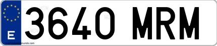 Ejemplo de matrícula española 3640 MRM
