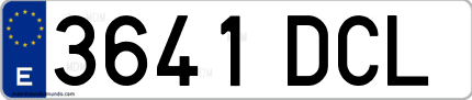 Ejemplo de matrícula de coche ordinaria 3641 DCL