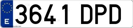 Ejemplo de matrícula española 3641 DPD