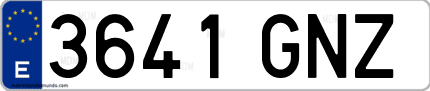 Ejemplo de matrícula de coche ordinaria 3641 GNZ