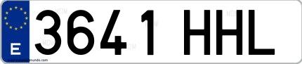 Ejemplo de matrícula española 3641 HHL