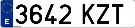 Ejemplo de matrícula española 3642 KZT