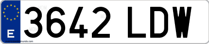 Ejemplo de matrícula de coche ordinaria 3642 LDW