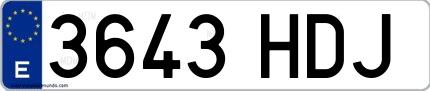 Ejemplo de matrícula española 3643 HDJ