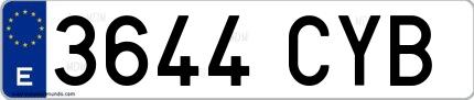Ejemplo de matrícula española 3644 CYB