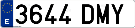 Ejemplo de matrícula de coche ordinaria 3644 DMY