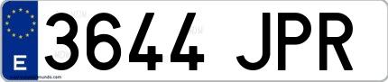 Ejemplo de matrícula española 3644 JPR