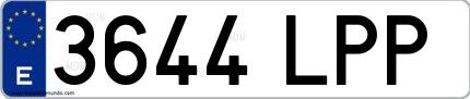 Ejemplo de matrícula española 3644 LPP