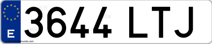 Ejemplo de matrícula de coche ordinaria 3644 LTJ