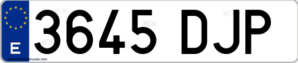 Ejemplo de matrícula de coche ordinaria 3645 DJP