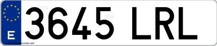 Ejemplo de matrícula española 3645 LRL