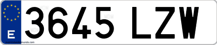Ejemplo de matrícula de coche ordinaria 3645 LZW