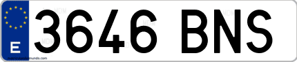 Ejemplo de matrícula de coche ordinaria 3646 BNS