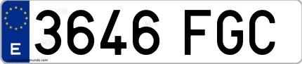Ejemplo de matrícula española 3646 FGC