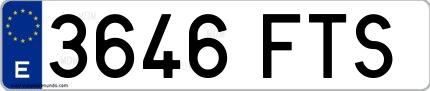 Ejemplo de matrícula española 3646 FTS