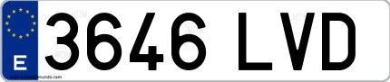 Ejemplo de matrícula española 3646 LVD