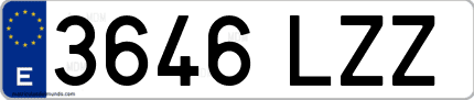 Ejemplo de matrícula de coche ordinaria 3646 LZZ