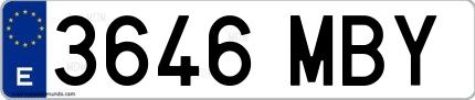 Ejemplo de matrícula española 3646 MBY