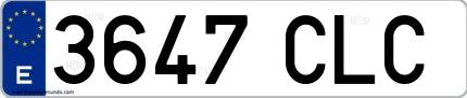 Ejemplo de matrícula española 3647 CLC
