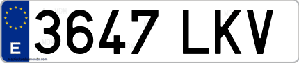 Ejemplo de matrícula de coche ordinaria 3647 LKV