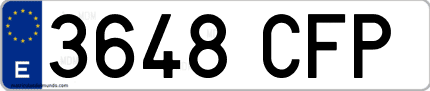 Ejemplo de matrícula de coche ordinaria 3648 CFP