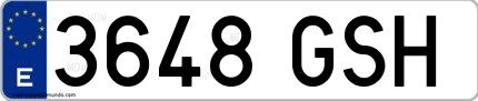 Ejemplo de matrícula española 3648 GSH