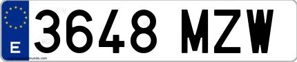 Ejemplo de matrícula española 3648 MZW