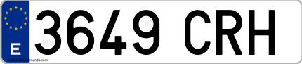 Ejemplo de matrícula de coche ordinaria 3649 CRH
