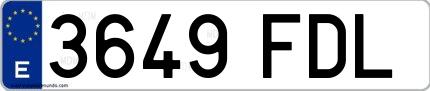 Ejemplo de matrícula española 3649 FDL