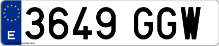 Ejemplo de matrícula de coche ordinaria 3649 GGW