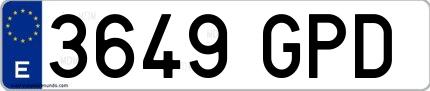Ejemplo de matrícula española 3649 GPD