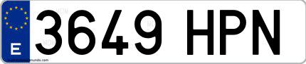 Ejemplo de matrícula española 3649 HPN